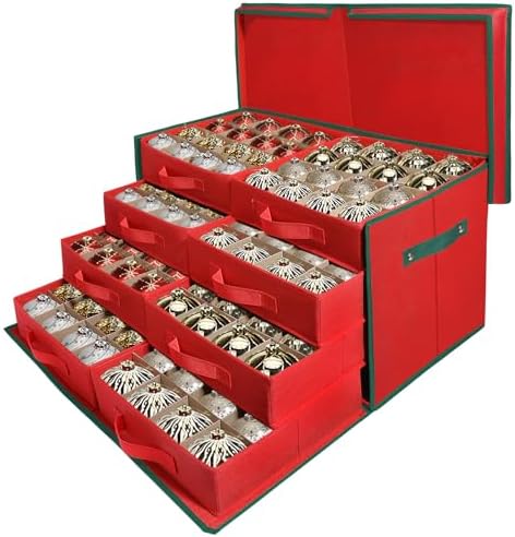Large Christmas Ornament Storage Box Keeps 128 3" & 8 Individual Trays ﻿ by WDZREE