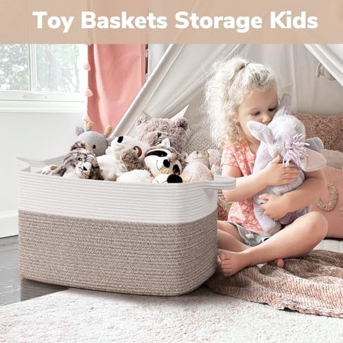Goodpick 75L Extra Large Woven Blanket Basket, 22" x 17" x 12", Brown - Image 4