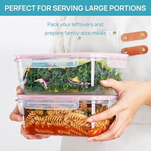 Vtopmart 2Pack 1860ml/63oz Large Glass Storage Containers With Lids, Pink - Image 3
