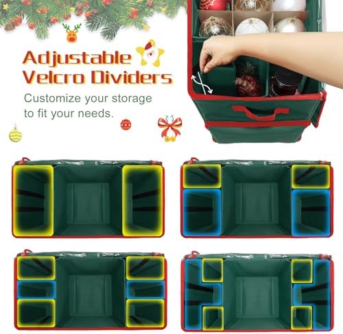 2-in-1 Christmas Ornament Storage Box Keeps 64-3"/36-4" Holiday Ornaments - Image 6