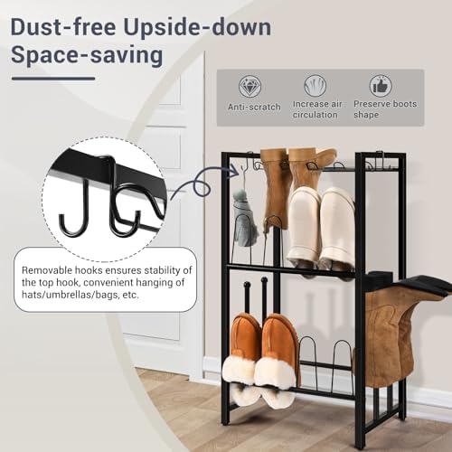GADFISH Free Standing Shoe Racks, Vertical Boot Rack, Black Metal Boot Storage Organizer Tall Boots Organizer for Closet, Entryway, Shoe Rack for Boots, Sneakers, Fit 8 Pairs - Image 2