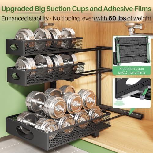 Kitstorack Under Sink Organizer 3-Tier Slide Out Drawer 1-Pack Black - Image 7