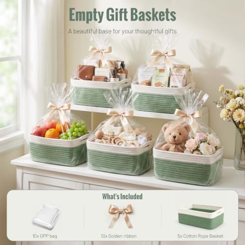 5 Pack Small Woven Storage Baskets for Shelves, Gift Baskets Empty - Image 5