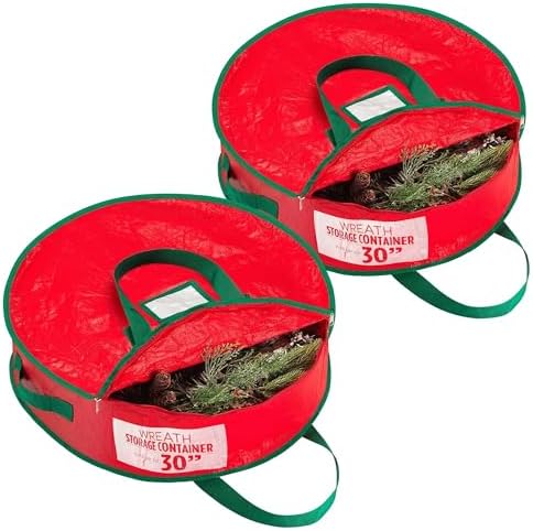Handy Laundry Christmas Wreath Storage Bag - 2-PACK Durable, Tarp Material, Zipper, Sturdy Carry Handle, Dust, Pest Protection - Ideal Home, Garage Organization for Holiday Wreath Decoration (30") by Handy+Laundry