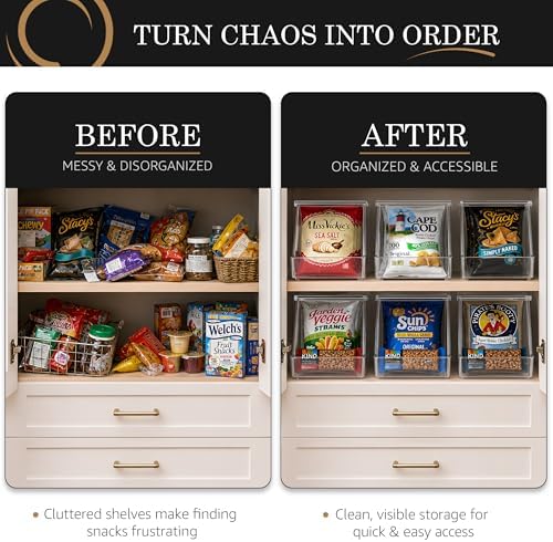 Sorbus Snack Organizer for Pantry, Clear Stackable Chip Bins (2 Pack) - Image 3