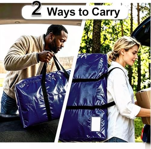24 GAL Heavy Duty Moving Bags Blue 6 Pack - Backpack Straps & Handles, Large Zipper Storage Bags for Clothes, Water-Resistant College Dorm & Moving Essentials - Image 3