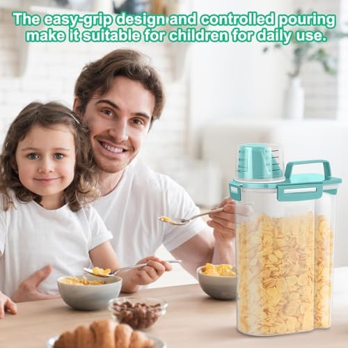 TBMax Rice Container Cereal Storage Container 2 Pack 5 Lbs, Kitchen Pantry Dry Food Storage Holder with Easy-Pouring Spout & Handy Cup, Small Pet Dog Cat Food Dispenser for Daily Feeding -Cyan - Image 6