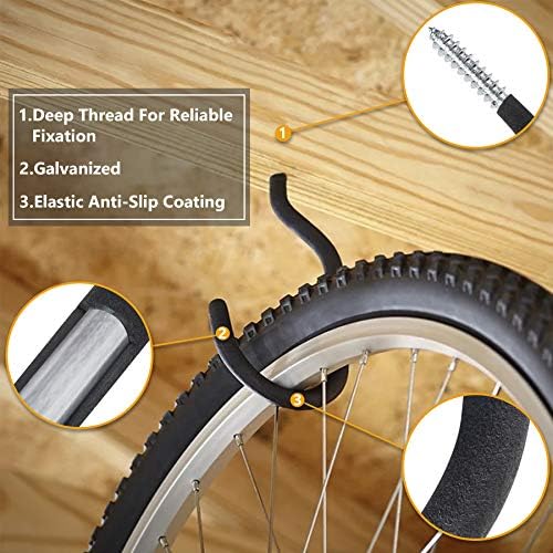 KURUI Heavy Duty Screw in Hooks for Hanging, 12 Pack Bike Hooks for Garage Wall with Screw Anchors, Wall Mount Bicycle Storage for Ceiling, Large Black Plant Hooks for Ceiling - Image 3