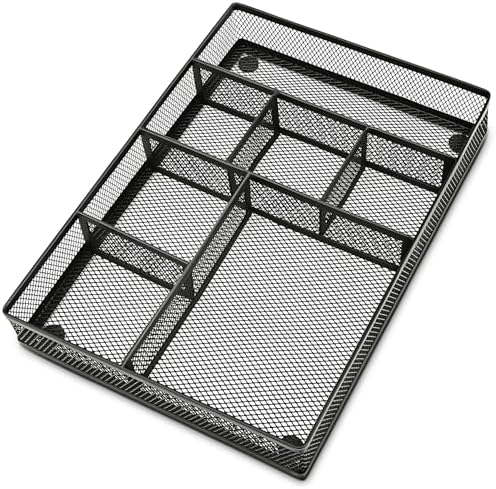 shenee Desk Drawer Organizer Tray,Drawer Organizer for Office and Home,Desk Organizer with Drawers,7 Compartments,Non-Slip Desk Organizers (Black, 12.3" L x 8.3" W x 1.8" H) by Shenee