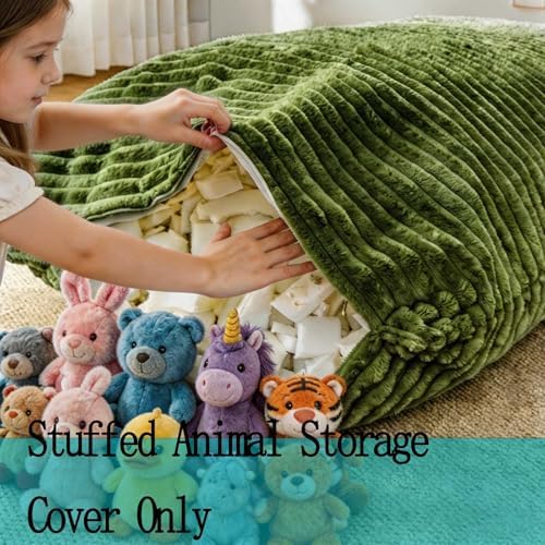 Kisoy Stuffed Animal Storage Bean Bag Bed Cover (No Filler) Washable - Image 2