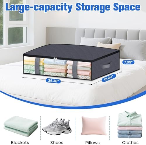 TasticTotes 4 Pack Under Bed Storage Containers, 60L Blanket Storage Bags - Image 2