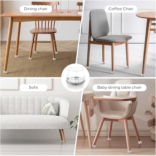 24 PCS Silicone Chair Leg Floor Protectors Small (0.8"-1") Rubber Felt Furniture Pads Chair Legs Caps/Covers for Hardwood Floors, Tile from Scratches & Reduce Noise - Round, Grey - Image 6