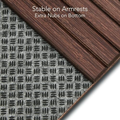 Detor Couch Cup Holder Tray with Super Anti-Slip Pad, Large 4.5" x 4.5" Organizer, Brown-Stained Bamboo Finish, Enhanced Non-Slip Felt Base, Durable Bamboo Slats, Fits Armrests 5.5" and Wider - Image 5