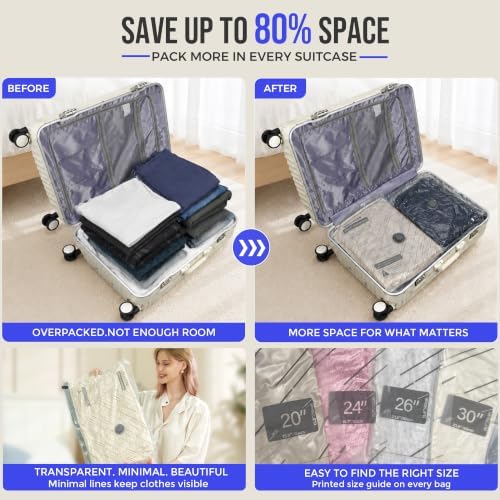 SORON Vacuum Seal Bags for Clothing Travel with Pump, Vacuum Storage Bags - Image 4