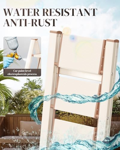 3 Step Ladder, Foldable Aluminum Step Stool with Anti-Slip Pedal - Image 2
