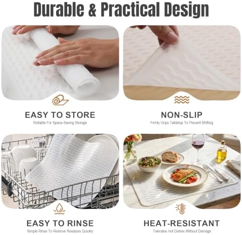 2 Pack Silicone Dish Drying Mat for Kitchen Counter Dining Placemats Coffee Bar Accessories Waterproof Pet Litter Dog Food Supplies Laundry Room Organization Large 18"x16" Transparent - Image 6