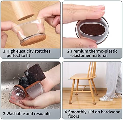 Ezprotekt 24 Pcs Extra Large Chair Leg Protectors with Felt, Chair Leg Caps - Image 6