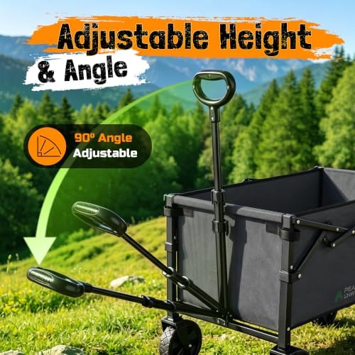 220 lbs Foldable Wagon Cart with Wheels, Heavy Duty Collapsible Utility Wagon, Lightweight Portable Cart for Grocery Shopping, Garden, Camping and Sports - Image 7