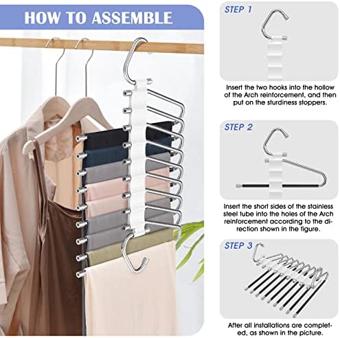 Upgrade 9 Layers Pants Hanger Space Saving Non-Slip Closet Organizer 2 Pack - Image 5
