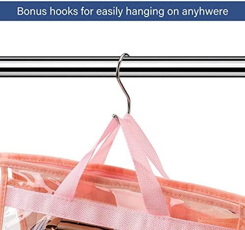 Handbag Dust Bags Clear Purse Storage Organizer for Closet Small to Extra Large Handbags Dust Free Bags Hanging Zipper Storage Bag with Hooks, (Pink, 4 Sizes-8PCS) - Image 6