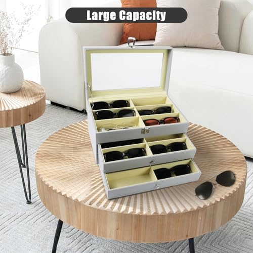Sunglasses Organizer 18/20 Slots, Multiple Pairs Glasses Storage Case Leather Eyeglasses Display Box for Women Men - Image 4