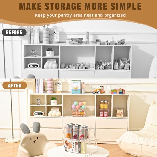 Freebat 12 Pack Clear Storage Bins with Lids, Middle Pantry 0rganizer Bins - Image 5