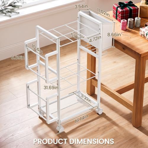Lewondr Wrapping Paper Organizer Storage, Rolling Gift Wrap Storage Stand - Image 2