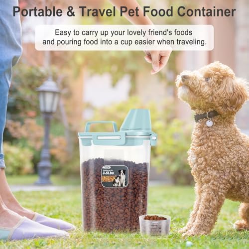 Dog Cat Food Storage Container with Cup (Light Blue, 2.5L (2 pack)) - Image 7