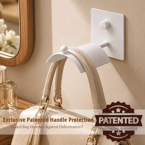 Wall Mounted Purse Organizer for Closet, Purse Hanger for Bedroom, White - Image 4