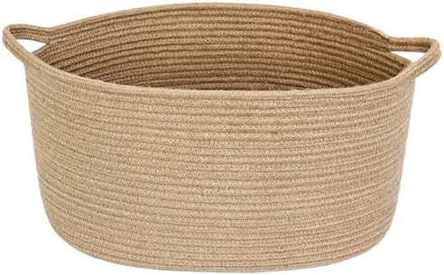 MEGASKET Jute Wicker Storage Basket with Handles, 17"x12"x8" Decorative Woven Baskets for Organizing Dog Toy, Gifts, Book, Towel, Cloth, Boho Storage Bin for Shelves, Entryway, Closet, Home Decor by MEGASKET