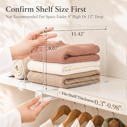 SortNStore Shelf Dividers Purse Organizer for Closet: Acrylic Clear 8 Pack - Image 5