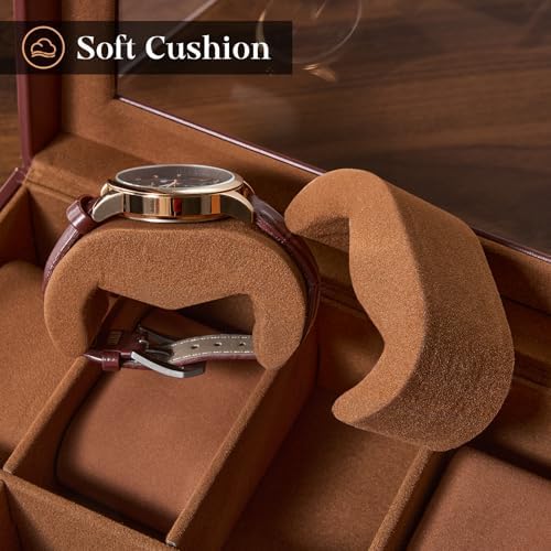 ProCase Watch Case, 8 Slot Mens Watch Box with Drawer -Espresso - Image 4