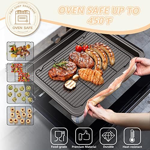 P&P CHEF Cooling Baking Rack Stainless Steel, 16.6" x 11.5", 2 Pcs, Black - Image 4