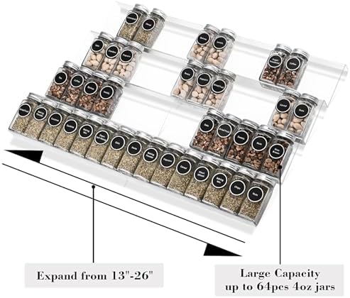 Mulush Acrylic Tiered Spice Drawer Organizer Insert, Spice Rack Tray - Image 5