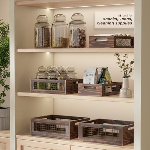 Set of 3 Large Wooden Nesting Countertop Basket for Display - Image 4