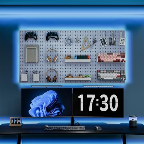 MULSAME Pegboard Combination Kit, 25.2" x 50.4" Wall Mounted Storage Set with 8 Pegboards & 40 Accessories Hanging, Peg Boards Organizer - Image 2