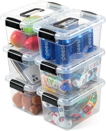 EOENVIVS Plastic Storage Bins with Lids 6 Packs, 7 Quart Storage Organizer Bins with Buckle-Up Latches and Handle, Stackable Storage Containers for Home Pantry Office Classroom Organization, Clear by EasyCozyHomey