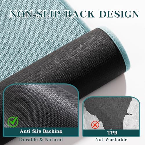 chakme Bathroom Rugs Mat 59x25, Ultra Thin Non Slip Bath Mat Large Quick Dry Absorbent Bath Mat for Bathroom Floor, (Navy Blue, 59"x25") - Image 5