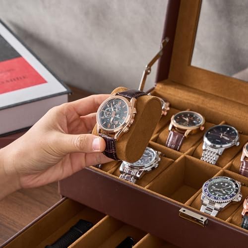 ProCase Watch Box, 14 Slot Watch Case for Men with Drawer, Espresso - Image 5