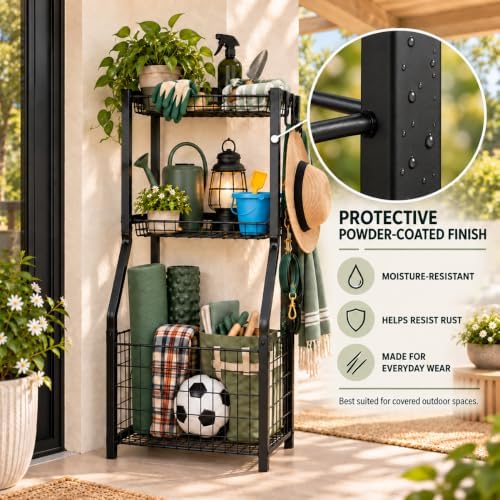 YueTong Garage Sports Organizer with Ball Rack, Bat Holder and 4 Hooks - Image 4