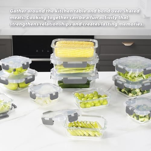 AILTEC 12 Pack Glass Meal Prep Containers Set, Airtight Snap Lids, 4 Sizes - Image 6