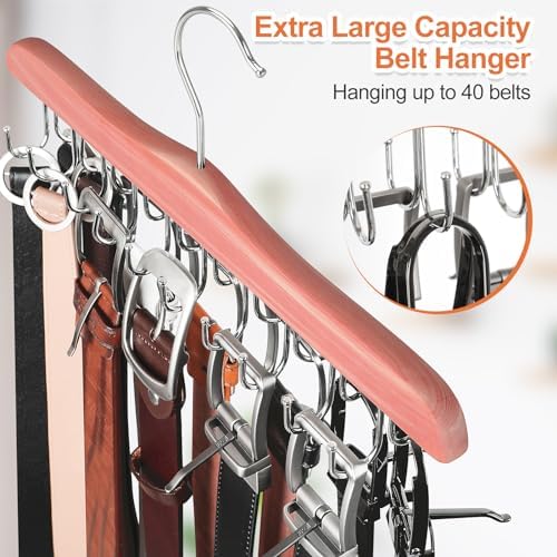 TOPIA HANGER Bra Hangers for Closet Organizer, Cedar Wooden Hangers with 20 Hooks, 2 Packs Hold Up to 80 Bras, Tank Top Hanger Space Saving, Belt Hanger-CT58U - Image 2