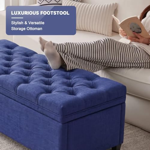 Mangodan 43 Inch Storage Ottoman, Tufted Ottoman with Storage - Image 5