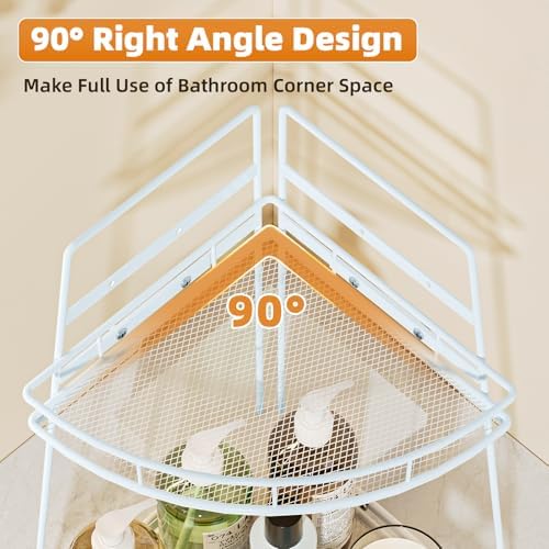 VITVITI 2 Tier Bathroom Counter Organizer Corner Vanity Shelf Storage White - Image 2