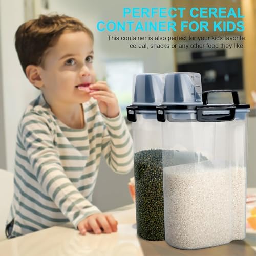 Uppetly Rice Airtight Dry Food Storage Containers, BPA Free Plastic Storage Bin Dispenser with Pourable Spout, Measuring cup for Cereal, Flour and Baking Supplies, Include a Stainless Steel Whisk - Image 4