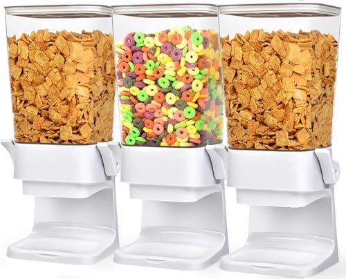 Cereal Dispenser Countertop Large Cereal Containers Storage White,3 pack by Mivvosakuki