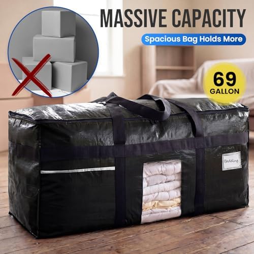 TAILI 1 Pack XXL Storage Bags with Visible Window and Handy Pocket,Black - Image 6