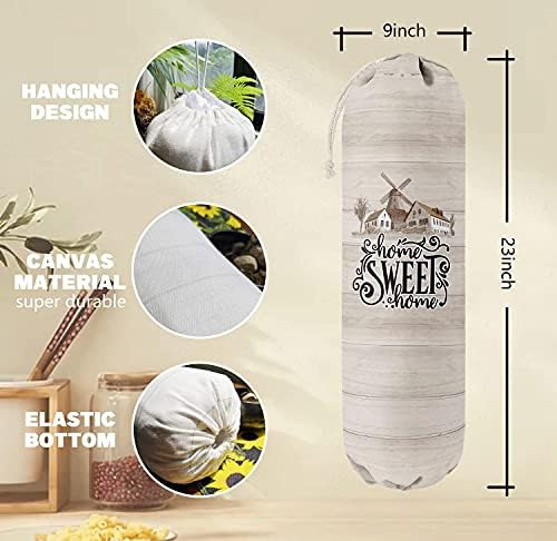 Home Sweet Home, Grocery Bags Holder Organizer for Shopping Bags，Wall Mount Plastic Bags Storage Container Dispensers, Gift for Women Mother Grandmother Friend - Image 3