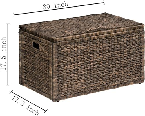eHemco Water Hyacinth Wicker Storage Trunk, Brown Wash, 30x17.5x17.5 - Image 7