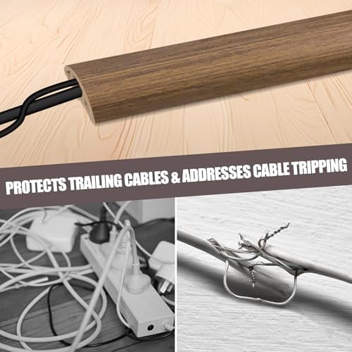 Floor Cord Cover Cable Cavity Self Adhesive Cord Hider Floor Floor Cable Management Power Cord Protector Floor Electric Cord Covers for Offices, Gym, Exhibitions (Misty Brown Wood, 2.36" x 3.3') - Image 6